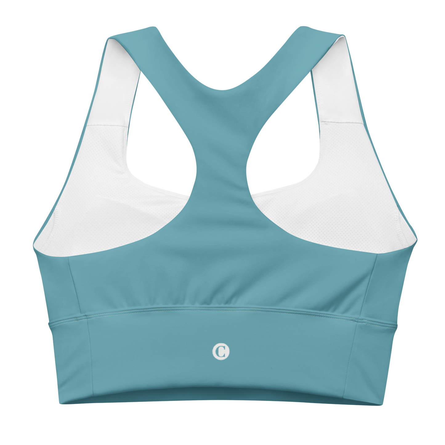 Michigan Upper Peninsula Longline Sports Bra (w/ UP Outline) | Lake Huron Blue