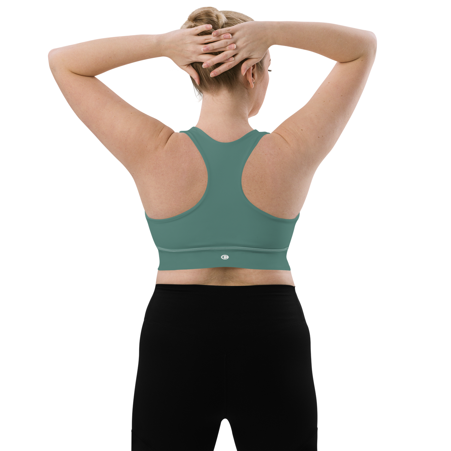 Michigan Upper Peninsula Longline Sports Bra (w/ UP Outline) | Copper Green