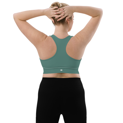 Michigan Upper Peninsula Longline Sports Bra (w/ UP Outline) | Copper Green