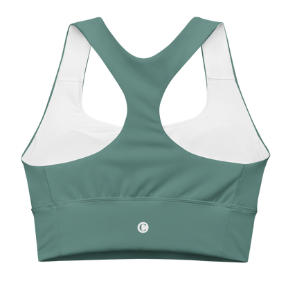 Michigan Upper Peninsula Longline Sports Bra (w/ UP Outline) | Copper Green