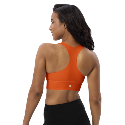 Michigan Upper Peninsula Longline Sports Bra (w/ UP Outline) | Maple Leaf Orange