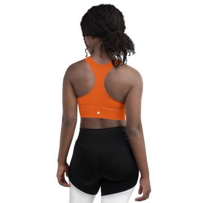 Michigan Upper Peninsula Longline Sports Bra (w/ UP Outline) | Maple Leaf Orange