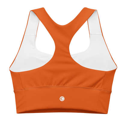 Michigan Upper Peninsula Longline Sports Bra (w/ UP Outline) | Maple Leaf Orange