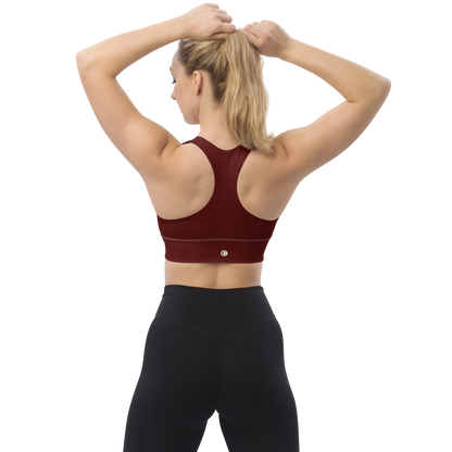 Michigan Upper Peninsula Longline Sports Bra (w/ UP Outline) | Cherrywood Color