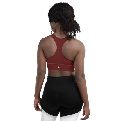 Michigan Upper Peninsula Longline Sports Bra (w/ UP Outline) | Cherrywood Color