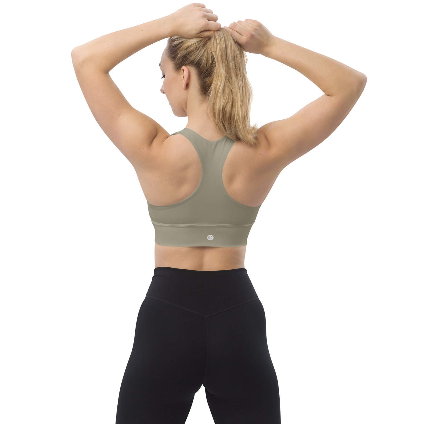 Michigan Upper Peninsula Longline Sports Bra (w/ UP Outline) | Petoskey Stone Beige