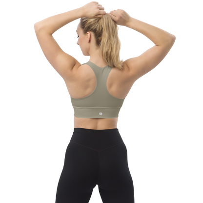 Michigan Upper Peninsula Longline Sports Bra (w/ UP Outline) | Petoskey Stone Beige