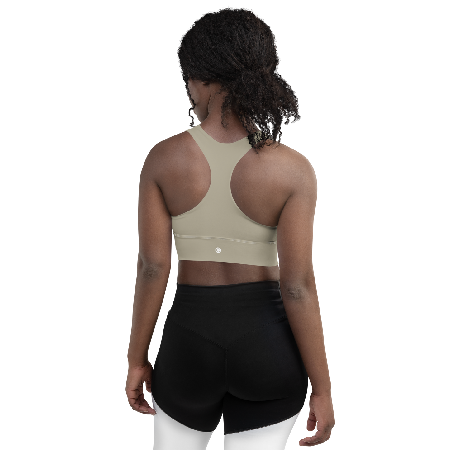 Michigan Upper Peninsula Longline Sports Bra (w/ UP Outline) | Petoskey Stone Beige