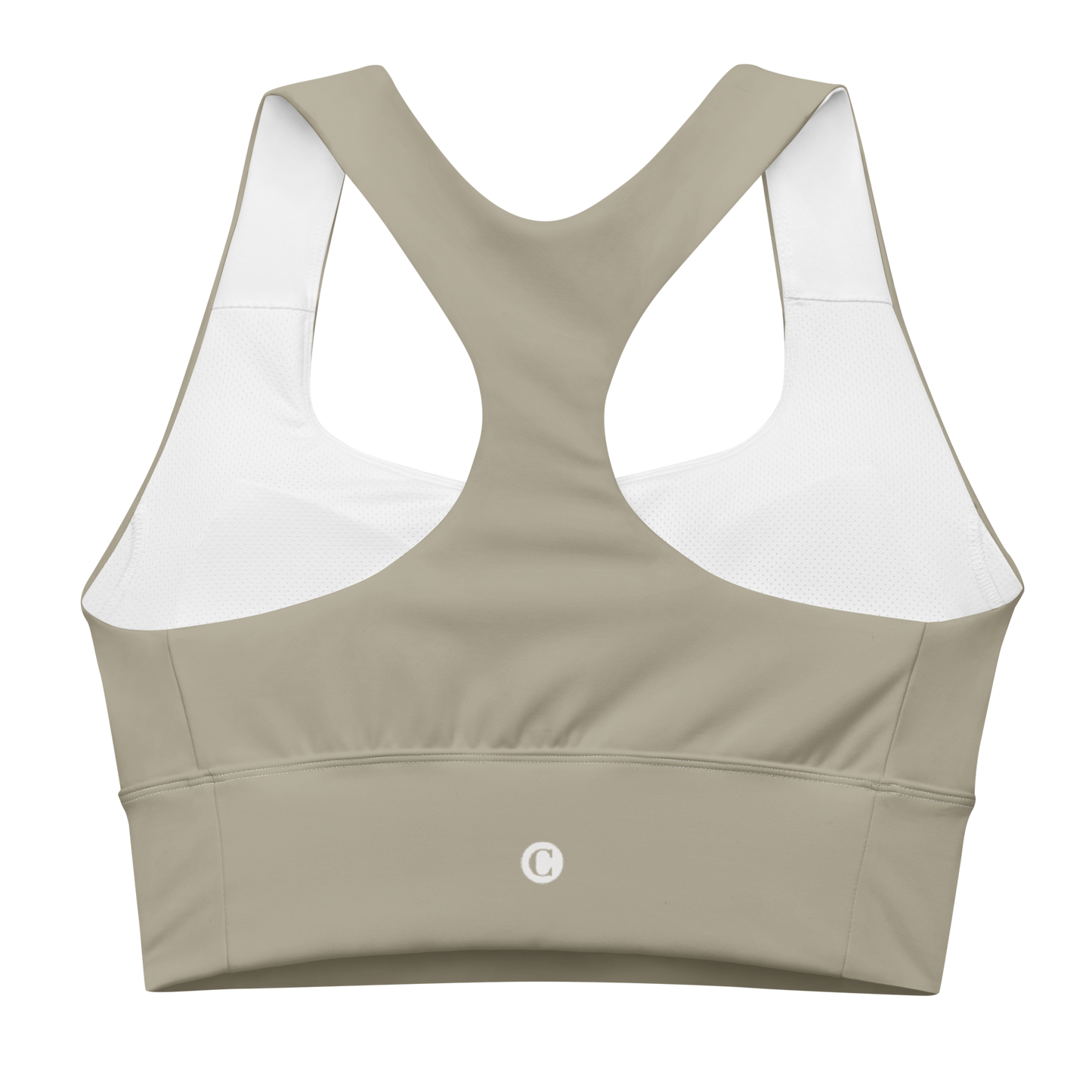 Michigan Upper Peninsula Longline Sports Bra (w/ UP Outline) | Petoskey Stone Beige