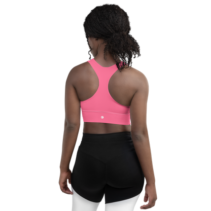 Michigan Upper Peninsula Longline Sports Bra (w/ UP Outline) | Rhodochrosite Pink