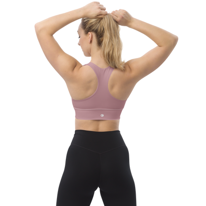 Michigan Upper Peninsula Longline Sports Bra (w/ UP Outline) | Cherry Blossom Pink