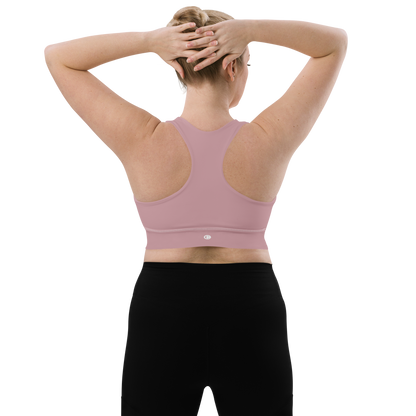 Michigan Upper Peninsula Longline Sports Bra (w/ UP Outline) | Cherry Blossom Pink