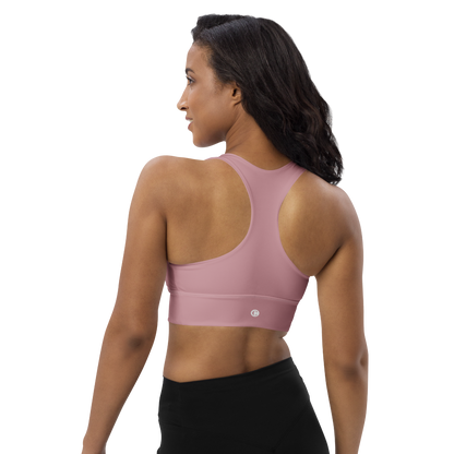 Michigan Upper Peninsula Longline Sports Bra (w/ UP Outline) | Cherry Blossom Pink