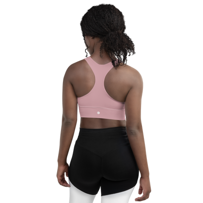 Michigan Upper Peninsula Longline Sports Bra (w/ UP Outline) | Cherry Blossom Pink