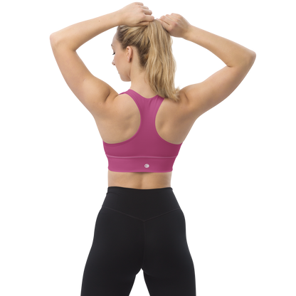 Michigan Upper Peninsula Longline Sports Bra (w/ UP Outline) | Apple Blossom Pink