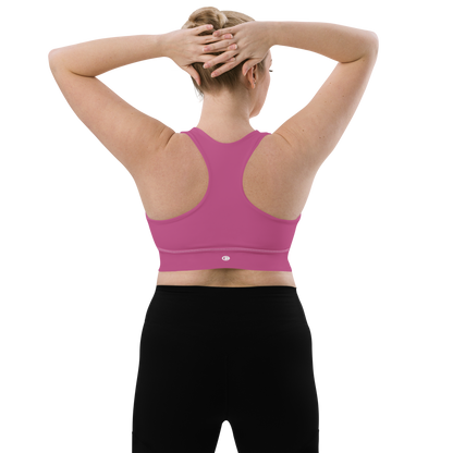 Michigan Upper Peninsula Longline Sports Bra (w/ UP Outline) | Apple Blossom Pink