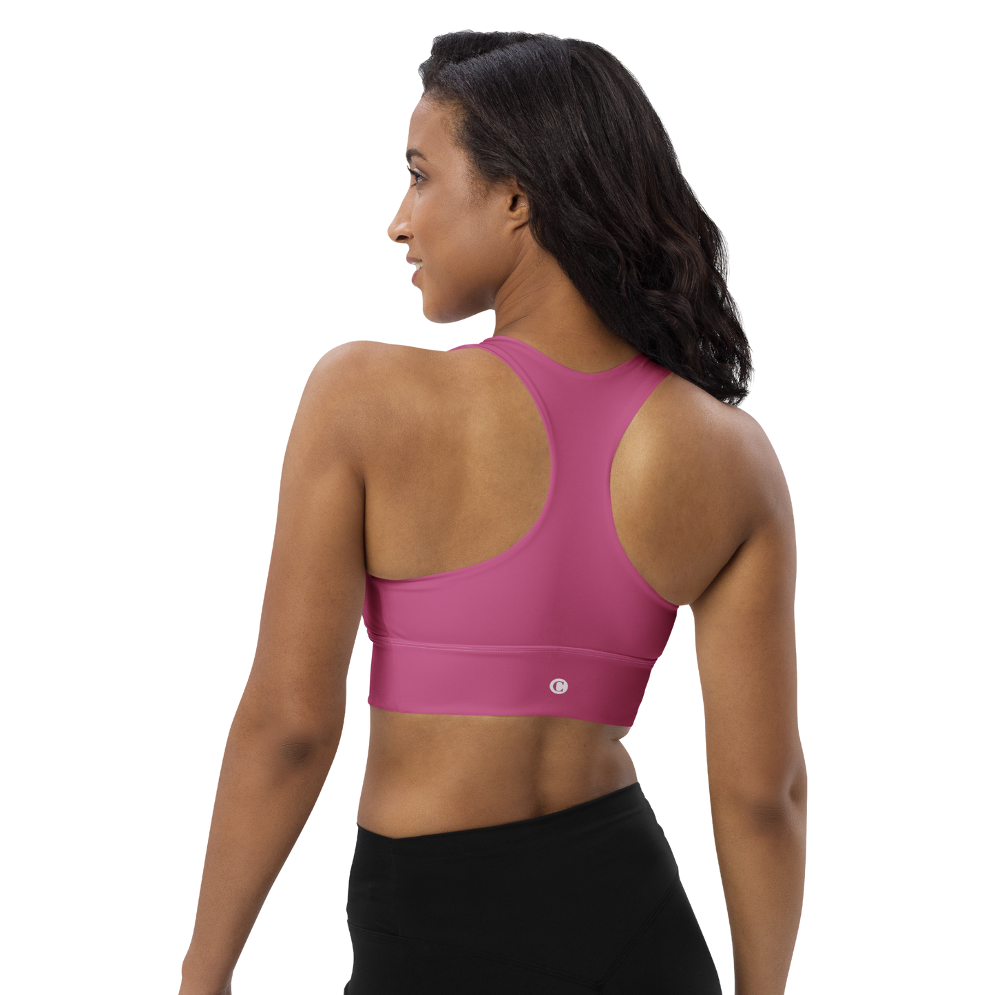 Michigan Upper Peninsula Longline Sports Bra (w/ UP Outline) | Apple Blossom Pink