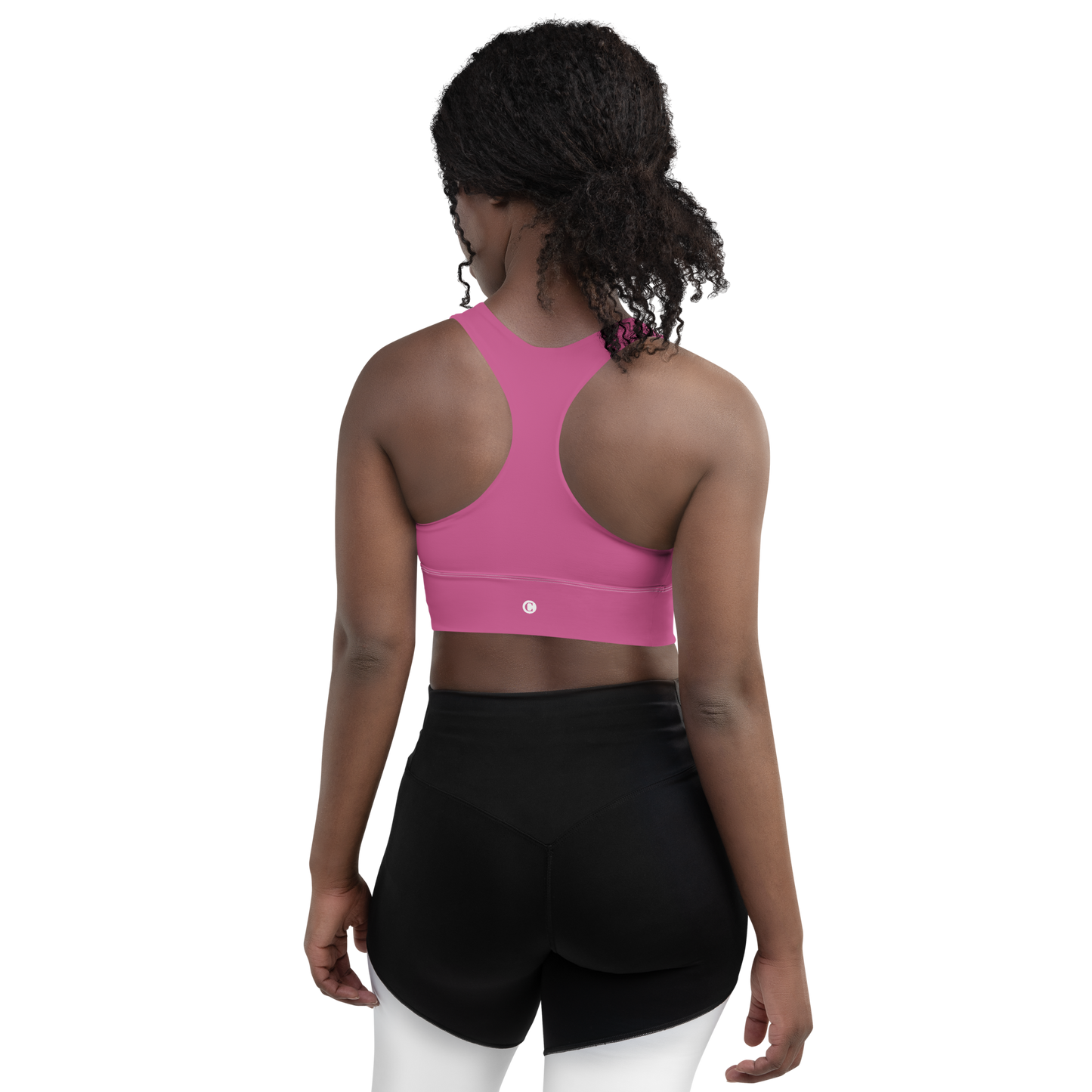 Michigan Upper Peninsula Longline Sports Bra (w/ UP Outline) | Apple Blossom Pink