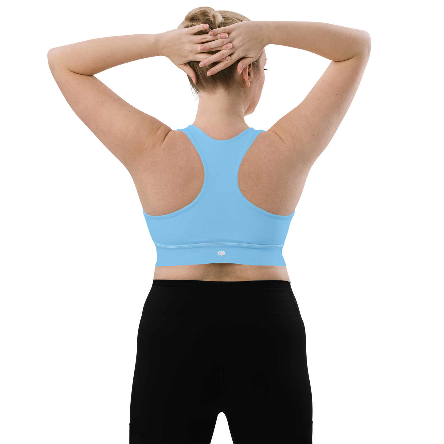 Michigan Upper Peninsula Longline Sports Bra (w/ UP Outline) | DTW Blue