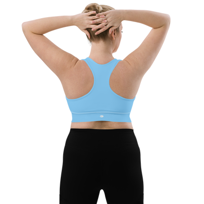 Michigan Upper Peninsula Longline Sports Bra (w/ UP Outline) | DTW Blue