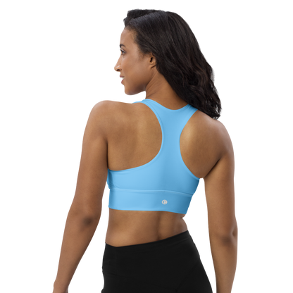 Michigan Upper Peninsula Longline Sports Bra (w/ UP Outline) | DTW Blue