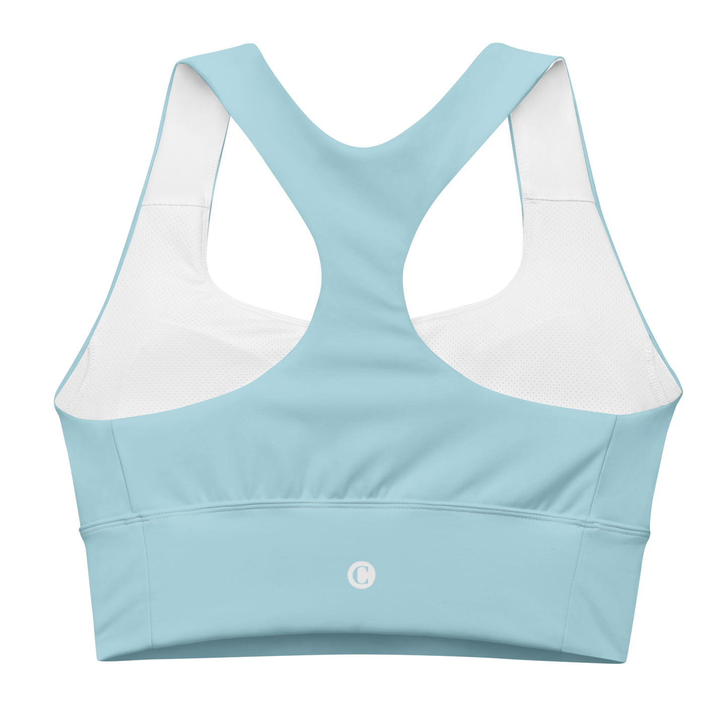 Michigan Upper Peninsula Longline Sports Bra (w/ UP Outline) | '58 Caddie Blue