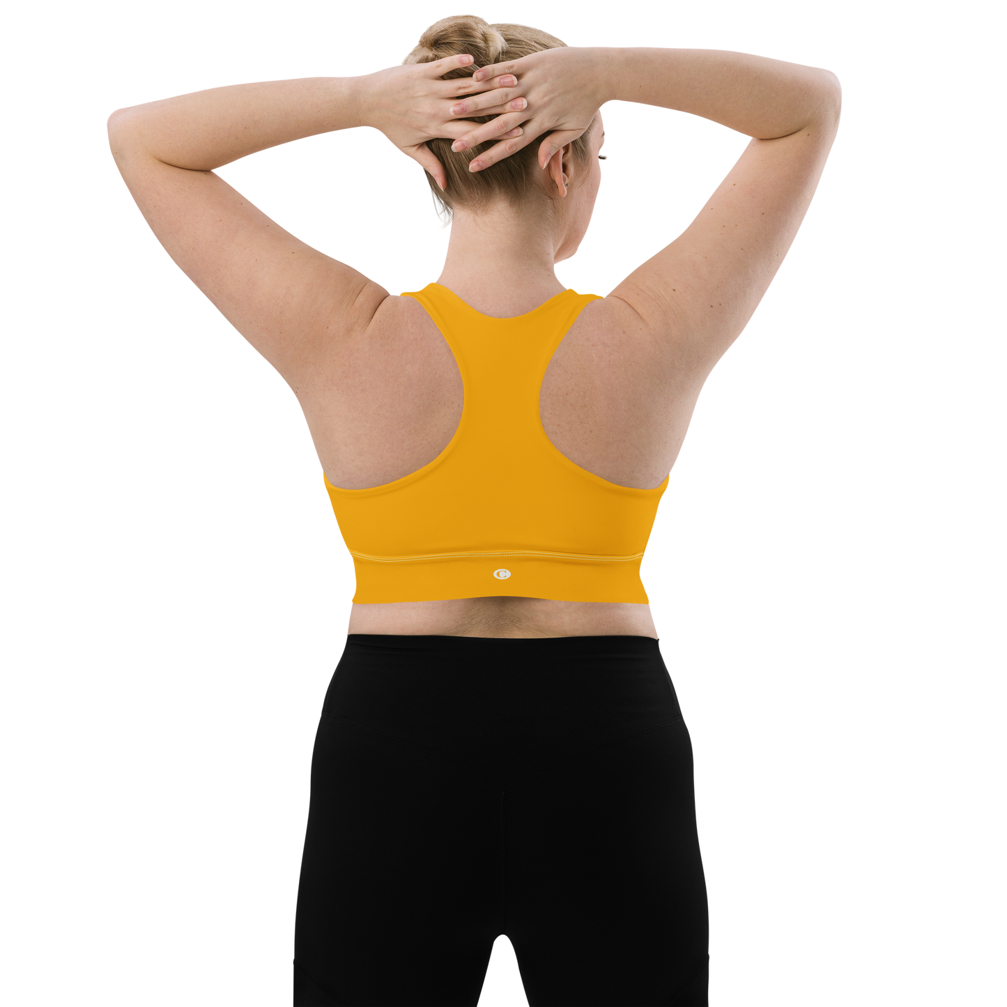 Michigan Upper Peninsula Longline Sports Bra (w/ UP Outline) | Birch Leaf Orange