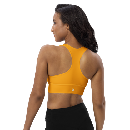 Michigan Upper Peninsula Longline Sports Bra (w/ UP Outline) | Birch Leaf Orange