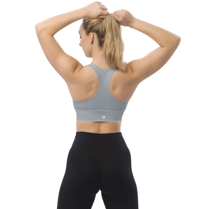 Michigan Upper Peninsula Longline Sports Bra (w/ UP Outline) | Silver