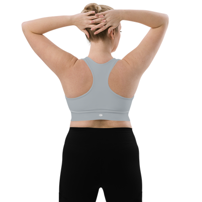 Michigan Upper Peninsula Longline Sports Bra (w/ UP Outline) | Silver