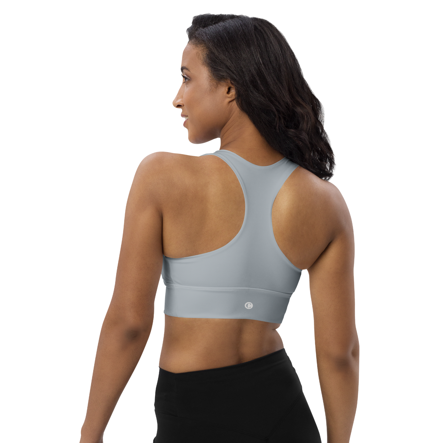 Michigan Upper Peninsula Longline Sports Bra (w/ UP Outline) | Silver