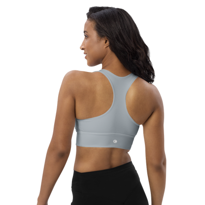 Michigan Upper Peninsula Longline Sports Bra (w/ UP Outline) | Silver