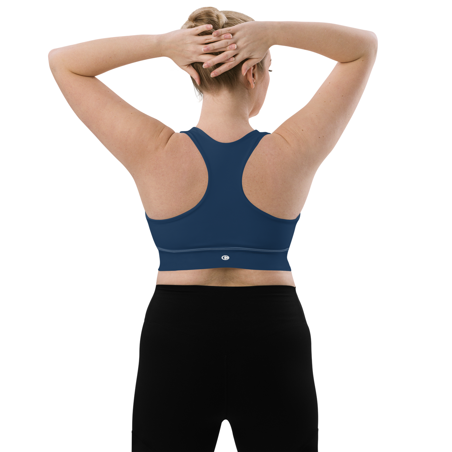 Michigan Upper Peninsula Longline Sports Bra (w/ UP Outline) | Navy