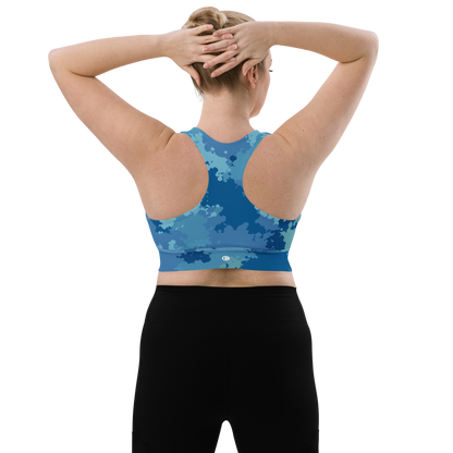 Michigan Upper Peninsula Longline Sports Bra (w/ UP Outline) | Great Lakes Camo