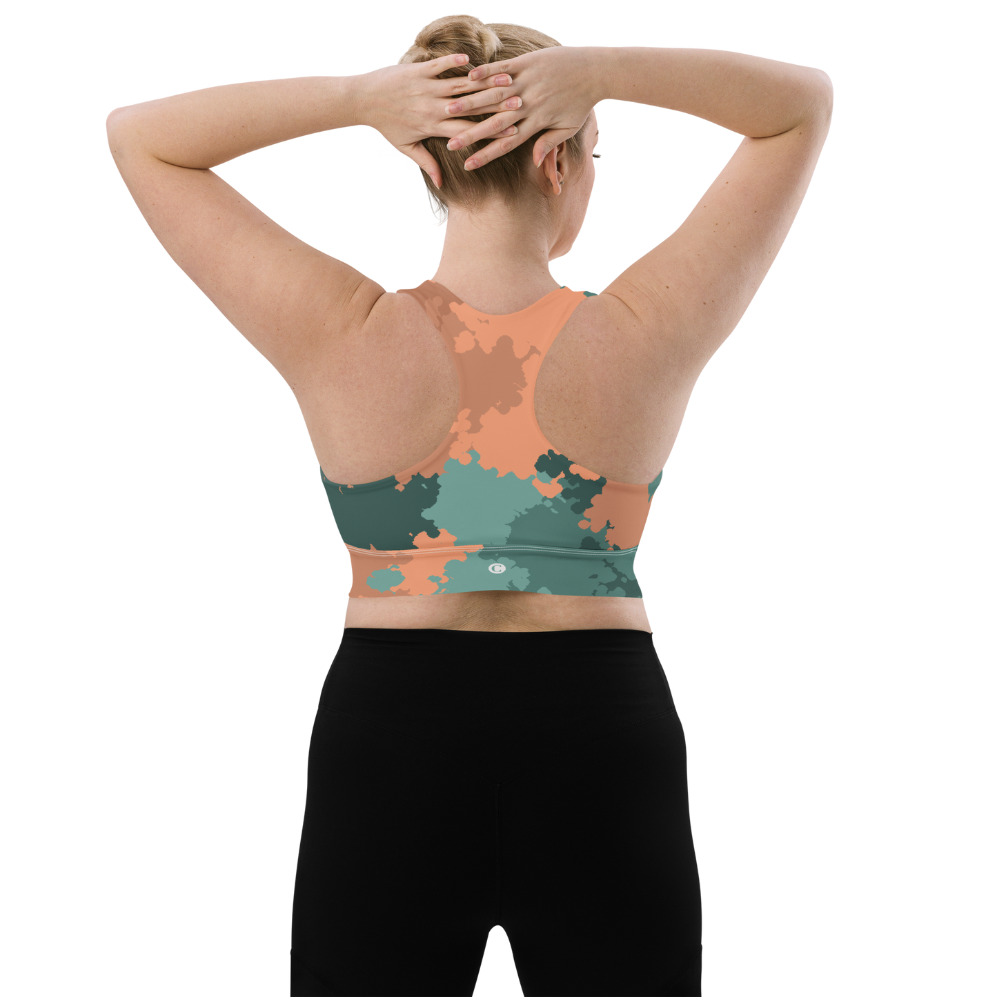 Michigan Upper Peninsula Longline Sports Bra (w/ UP Outline) | Copper County Camo