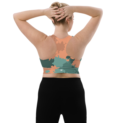 Michigan Upper Peninsula Longline Sports Bra (w/ UP Outline) | Copper County Camo