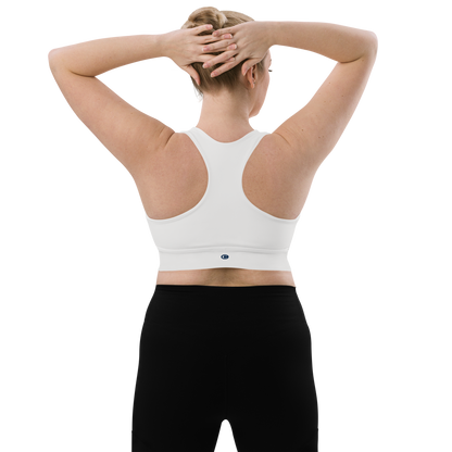 Michigan Upper Peninsula Longline Sports Bra (w/ UP Outline) | Birch Bark White