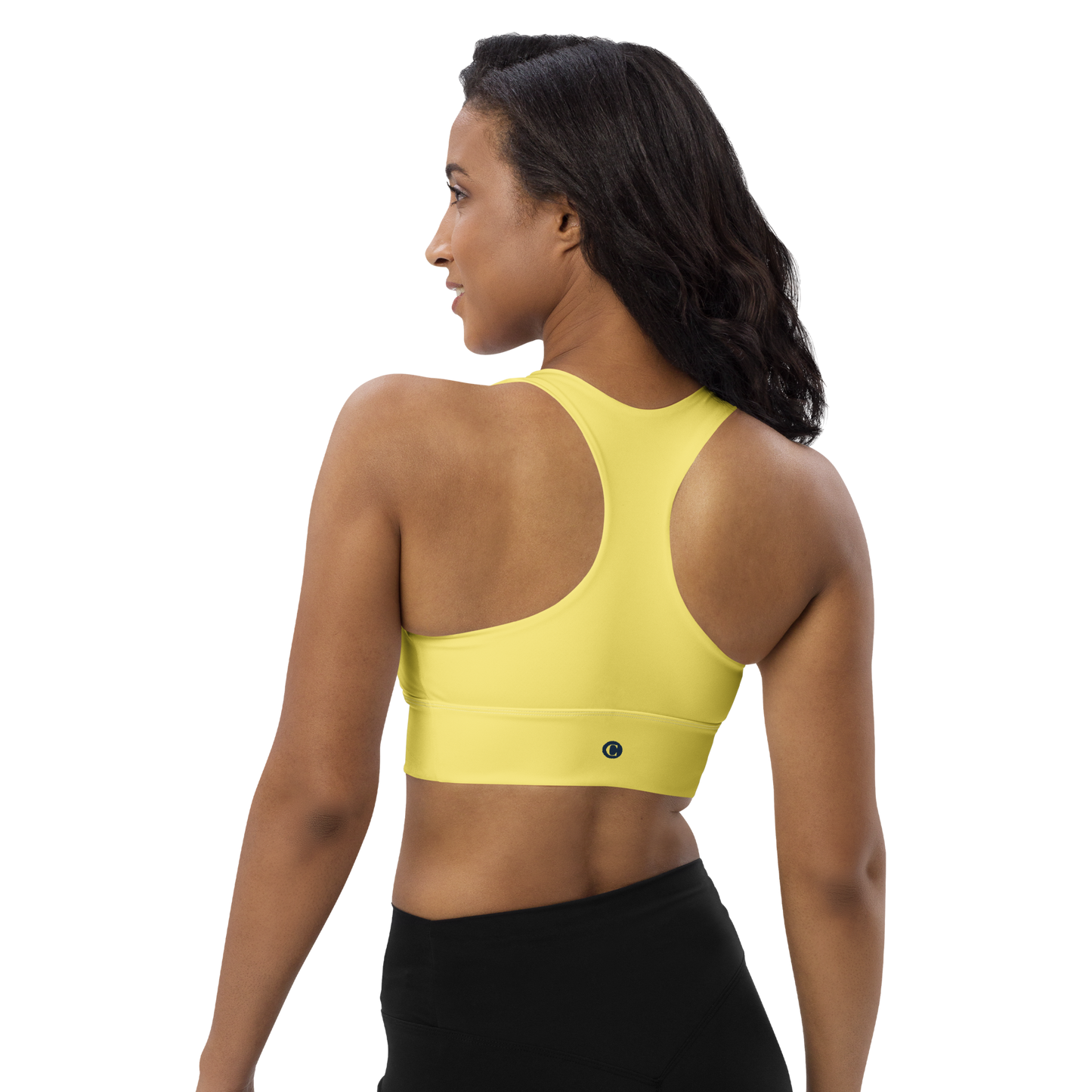 Michigan Upper Peninsula Longline Sports Bra (w/ UP Outline) | Cherry Yellow