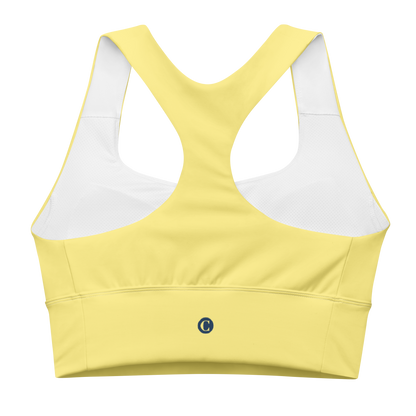 Michigan Upper Peninsula Longline Sports Bra (w/ UP Outline) | Cherry Yellow