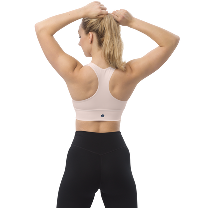 Michigan Upper Peninsula Longline Sports Bra (w/ UP Outline) | Champagne Pink