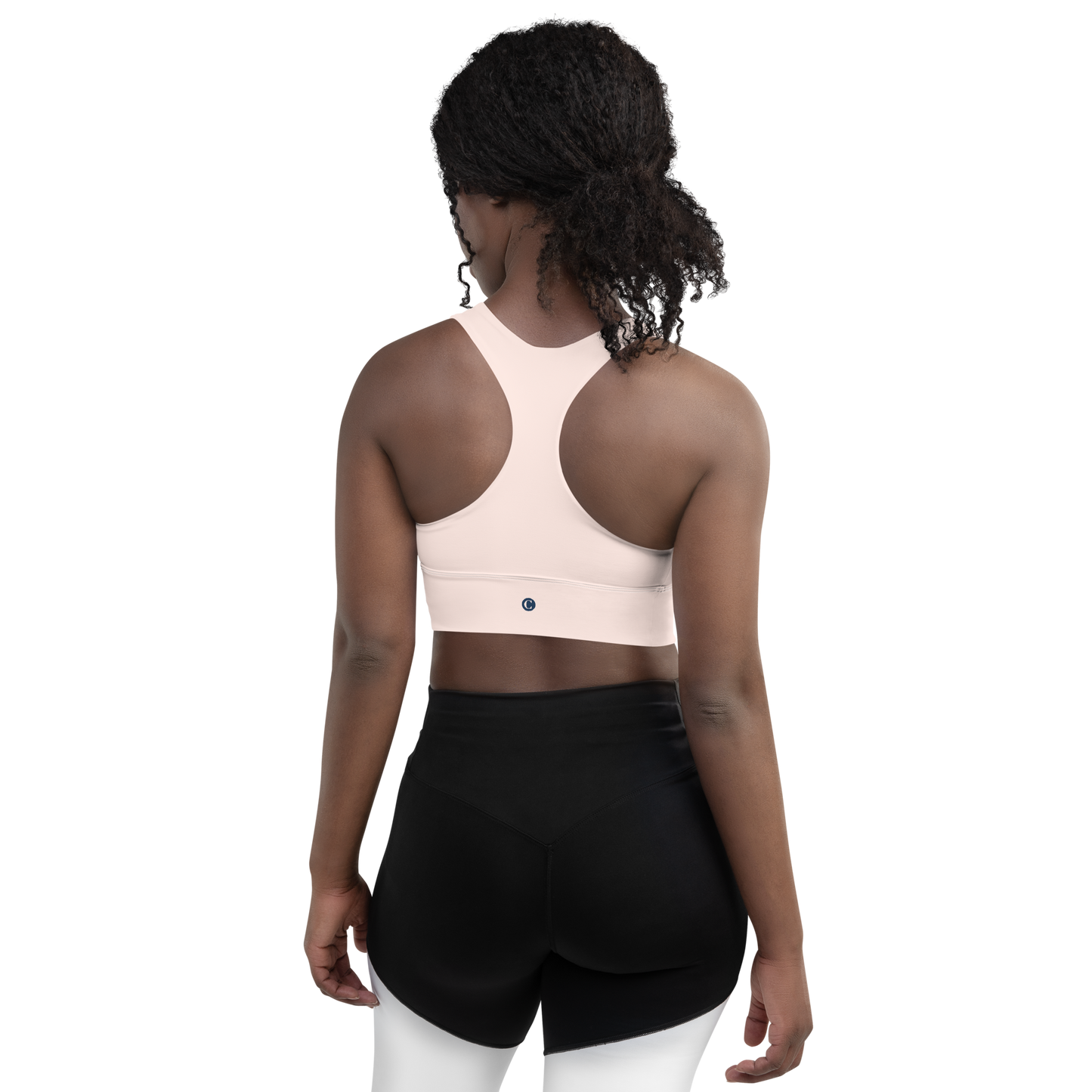 Michigan Upper Peninsula Longline Sports Bra (w/ UP Outline) | Champagne Pink