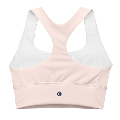 Michigan Upper Peninsula Longline Sports Bra (w/ UP Outline) | Champagne Pink