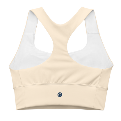 Michigan Upper Peninsula Longline Sports Bra (w/ UP Outline) | Champagne White