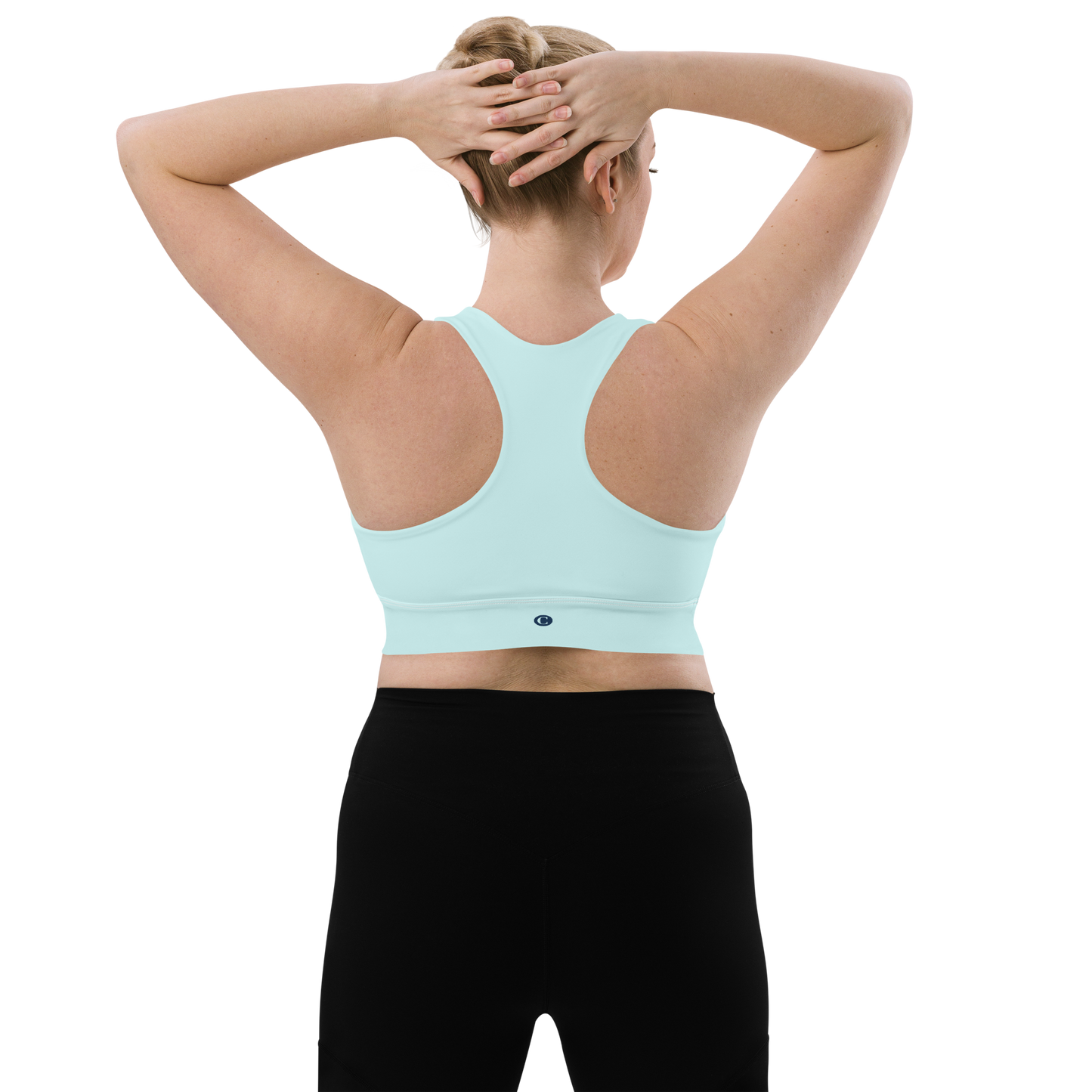 Michigan Upper Peninsula Longline Sports Bra (w/ UP Outline) | Cyan