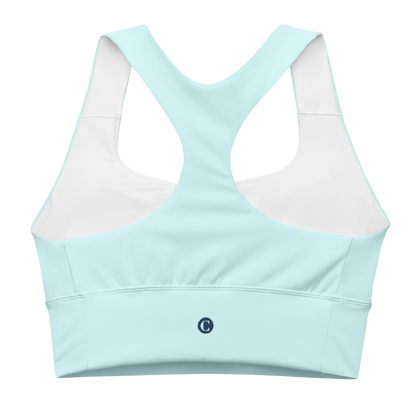 Michigan Upper Peninsula Longline Sports Bra (w/ UP Outline) | Cyan