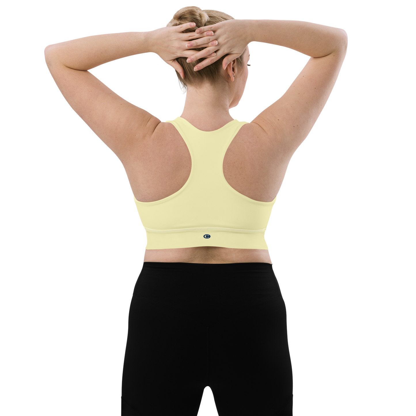 Michigan Upper Peninsula Longline Sports Bra (w/ UP Outline) | Canary Yellow