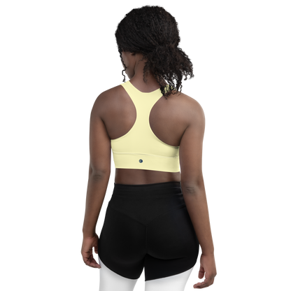 Michigan Upper Peninsula Longline Sports Bra (w/ UP Outline) | Canary Yellow