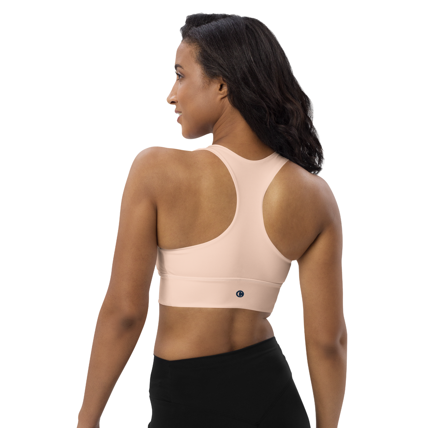 Michigan Upper Peninsula Longline Sports Bra (w/ UP Outline) | Cinderella Pink