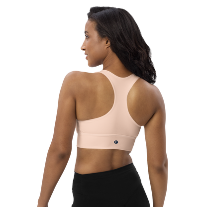 Michigan Upper Peninsula Longline Sports Bra (w/ UP Outline) | Cinderella Pink