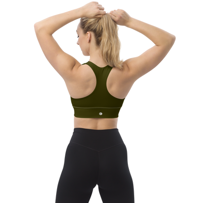 Michigan Upper Peninsula Longline Sports Bra (w/ UP Outline) | Military Green